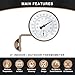 4 Inch Brass Outdoor Thermometer, Outside Decorative Thermometer for Patio, Window, Greenhouse, Garage, Brass Swivel Temperature Gauge with Humidity, Analog Temperature Gauge