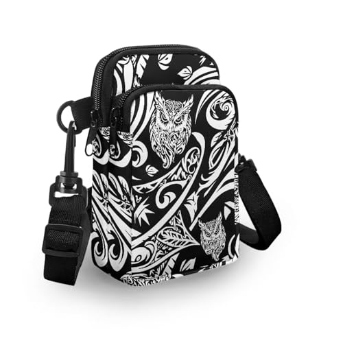 Image of Hawaiian Tribal Small Crossbody Bags for Women Cell Phone Bag Purse, Sea Turtle Zipper Sling Purses Shoulder Bag