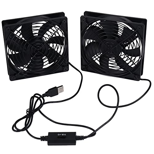 Hopbucan Dual 120mm 5V USB Powered PC Router Fans with Speed Controller High Cooling Fan for Router Modem Receiver