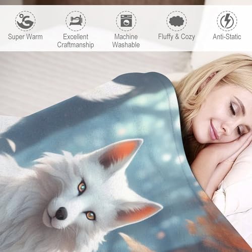 Couverture renard lavable machine lit plaid flannel doux chaud 150x200 - 4