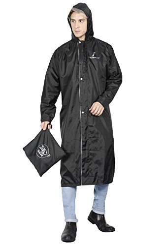 Image of FabSeasons Grey Reversible Waterproof Raincoat with Adjustable Hood and Reflector at Back for Night Visibility. Pack Contains Top, Bottom