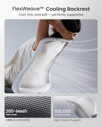 Image of ProtoArc Ergonomic Office Chair - Flexer Mesh Couputer Chair for Women, Foam Sliding Seat, 125 Recline, Home Desk Chairs for Small Spaces, Stylish & Comfortable - White