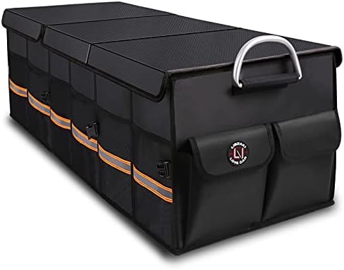 LI LIBZAKI Trunk Organizer Cargo Organizer Trunk Storage Waterproof Collapsible Durable Multi Compartments-((Oversize,Black)