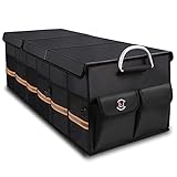 LI LIBZAKI Trunk Organizer Cargo Organizer Trunk Storage Waterproof Collapsible Durable Multi Compartments-((Oversize,Black)