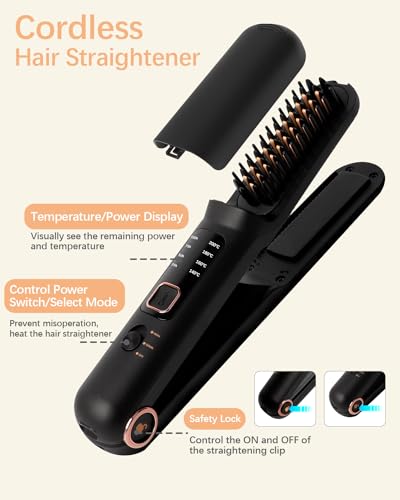 B.Zssy 01 Cordless Hair Straightener, 2 In 1 Portable Flat Iron & Straightening Brush thumb #4