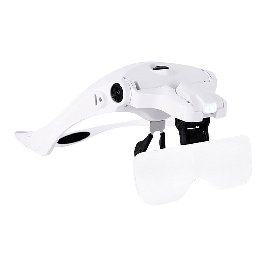 Verstellbare Lupe mit 5 Linsen, 1,0 x 1,5 x 2,0 x 2,5 x 3,5 x, mit LED-Licht, Kopfband, Lupenbrille, USB wiederaufladbar Chaser of Light