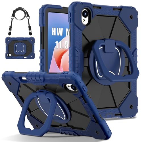 Coque Huawei Matepad 11.5S 2025 antichoc bleue avec support 360 et bandoulière