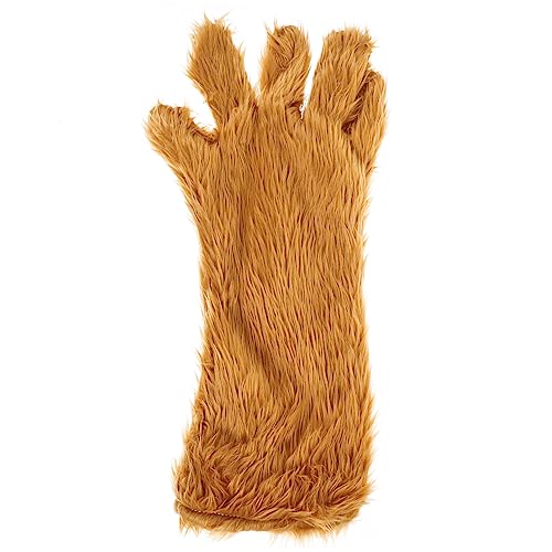 Hemoton Brown Plush Bear Palm Glove Thick Warm Cosplay Masquerade Photo Prop for Party Decoration and Costume Use