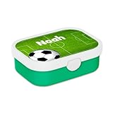 Mepal Bento Lunchbox Campus Fußball - Personalisierte Brotdose mit Namen für Kinder - Bento-Fach & Gabel - Meal Prep Box Clip-Verschluss - BPA-frei & Spülmaschinenfest - 750 ml - Fußballplatz