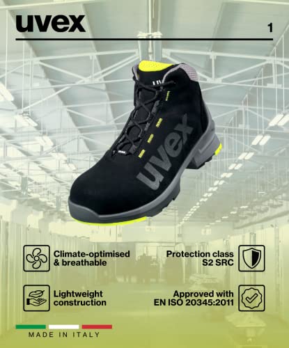 Uvex 1 Arbeitsstiefel - S2-Sicherheitsstiefel S1 SRC ESD - Lime-Schwarz, Größe:46