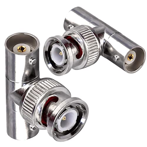 BNC Triple Tee Connector - Male to Dual Female T Shape RF Coaxial Adapter for Coaxial Cable Security CCTV DVR Camera - 3 Way Splitter Combiner 2 Pack - Image 5