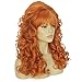 JoneTing Orange Bouffant Big【+Hair Cap】 60s 70s 80s Long Oranged Curly Wig with Bangs for Women Orange Brown Fluffy Queen Cosplay Wigs for Halloween Christmas Theme Party Fashion Accessory Outfit
