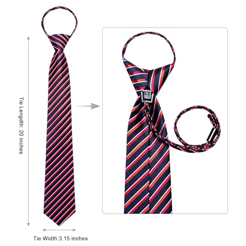 Image of Hi-Tie Zipper Ties for Men Pre-tied Tie Set Lapel Pin Pocket Square and Cufflinks Formal Business Wedding Adjustable Necktie