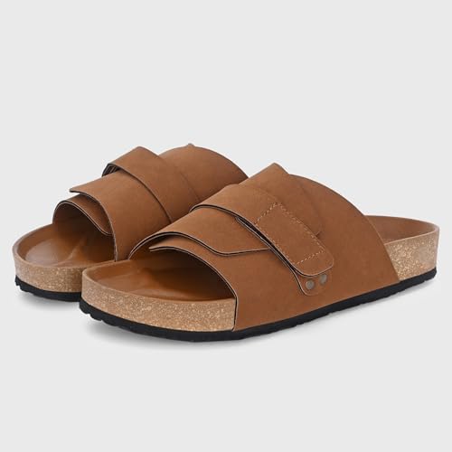 Image of Centrino Mens Cushion Sliders /Slippers| | Open Toe Design |Berkin-Style Slip-On Sandals | Lightweight & Comfortable | Arch Support | On-Grip Sole | Casual Outdoor Wear (6865)