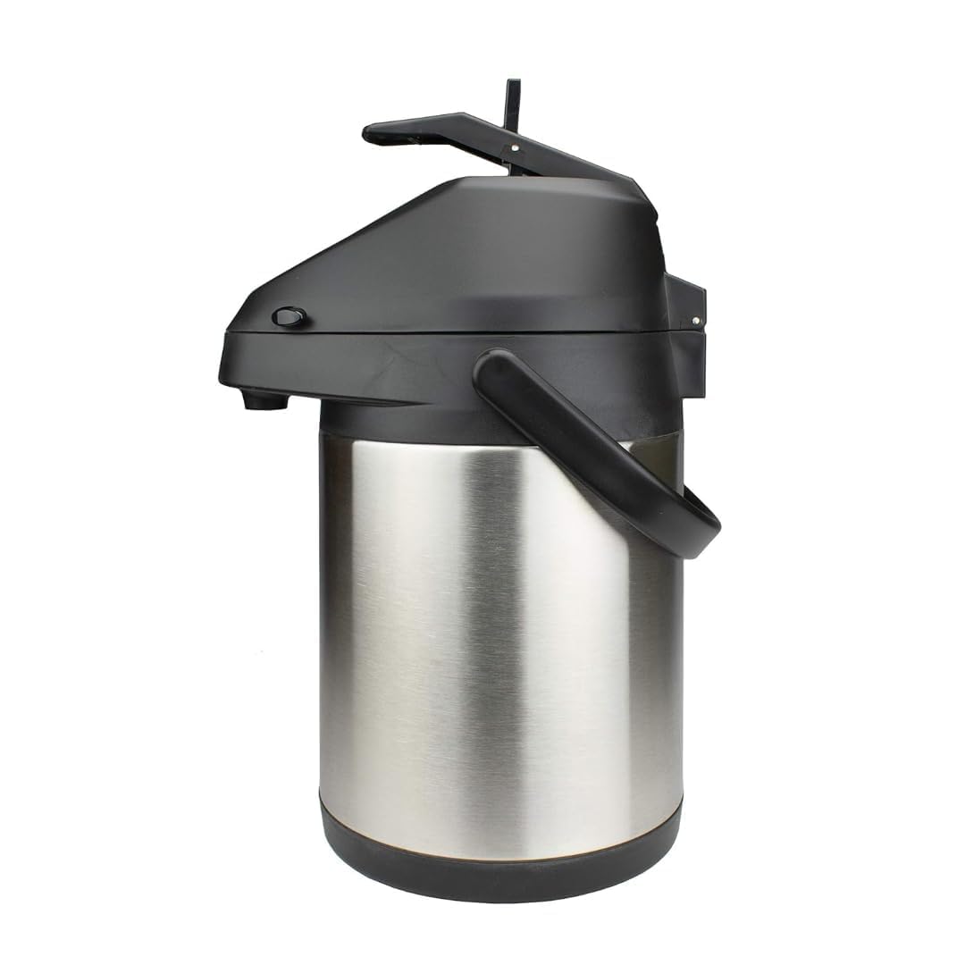 Olpad Stainless Steel Airpot Coffee Carafe with Pump, Vacuum Insulated Hot, Thermal Coffee Tea Flask Jug with Handle, Leakproof Pump Server for Home Office Hotel Catering Outdoor Use