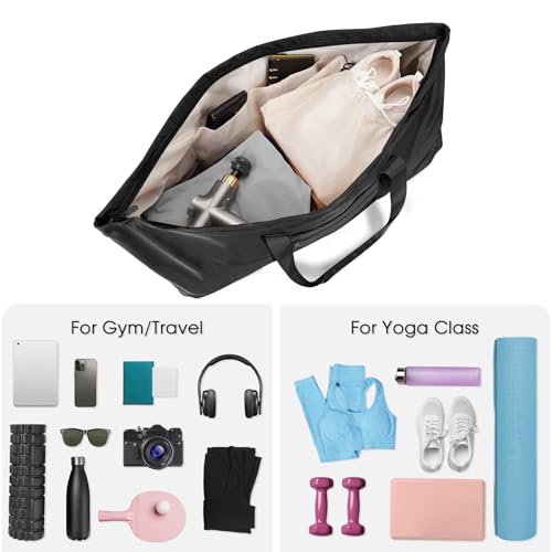 Large Yoga Mat Bag with Shoes Compartment and Wet Pocket Ladies Pilates Gym Tote Bag with Yoga Mat Holder Strap for Women Men Workout Carrier Stuff Accessories, Black - Thumbnail 7