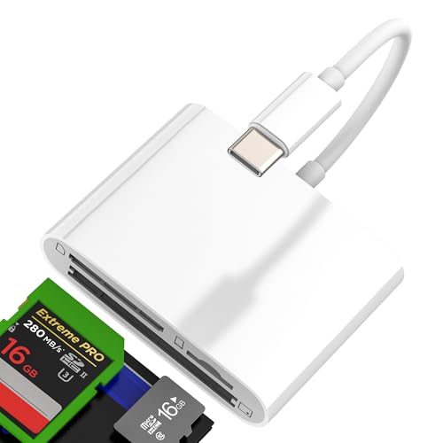 Digital Camera Adapter for IPhone for Apple USB C to CF TF SD Card Reader(3in1)Memory Stick Computer Android for IPad Flash Drive Macbook Transfer Compact Compatible for Samsung Laptop TypeC Converter