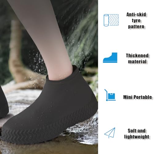 Ahigh Schuhuberzieh Wasserdicht,3 Paare Schuh Überzieher,Schuhüberzieher Einweg/Mehrweg Latex-Regenschutz Schuhe,Schuhüberzieher Rutschfest für Regen,Schneetag,Wüstenstrand,Schlammige Straßen EU38-43