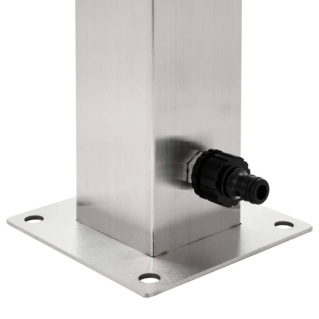Columna de agua de jardín cuadrada de acero inoxidable de 95 cm, grifo de riego de jardín, conexión de manguera de 1/2 pulgadas, independiente para césped, flores, patio