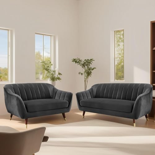 Image of Atticus 3+2 Seater Sofa Set for Living Room (Black Colour) Premium Fabric Sofa