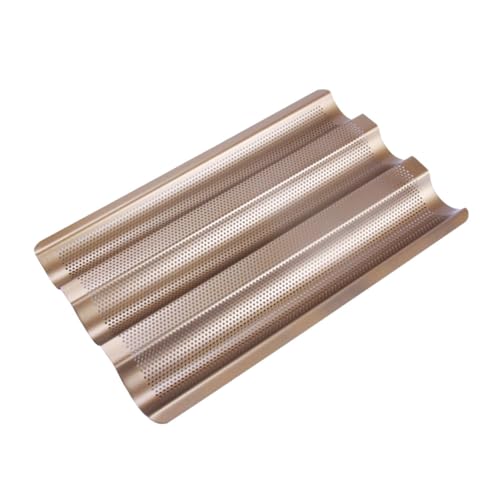 HOLIDYOYO 3 Slot French Bread Baking Tray Frame Rack Bread Mold Pan Non-stick Carbon Steel Loaf Pan Baking Sheet