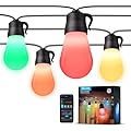Govee Smart Outdoor String Lights with 8 Dimmable RGBIC LED Bulbs, 24ft IP65 Waterproof Shatterproof Christmas Decorations, Color Changing Warm White Lights with 47 Scene Modes for Christmas Decor