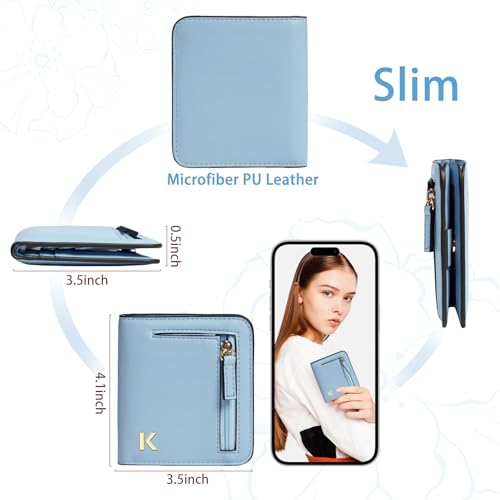 Image of COSHAYSOO Initial Teen Girl Women Wallets RFID Slim RFID, Graduation Birthday Gifts for 10 11 12 13 14 15 16 17 18 19 21 Year Old College Girls, Blue Letter O