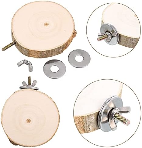 ALTcompluser 4 Pack Bird Perch Stand Platform Toy Parrots Cage Toys Round Wooden Springboard for Budgie, Cockatiels, Finches, Small Parakeets Bird Toys