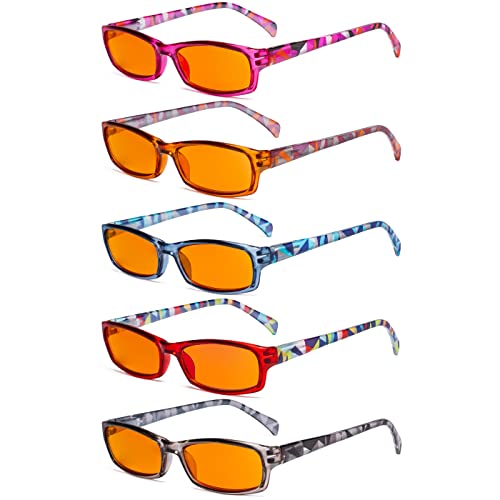 Image of Eyekepper 5 Pack Computer Glasses Digital Eye Strain Prevention Blue Light Filter Reading Glasses Orange Tinted +1.00