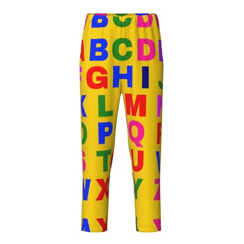 Pajama Pants Pajama Bottoms with Elastic Waistband Sleepwear Lounge Pants, Colorful Alphabet Letters
