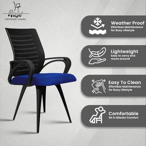 Image of ROSE Elite | 3 Years Brand Warranty | Ergonomic Office Chair, Study, WFH, Revolving, Rolling, Desk, Task, Laptop, Student Chair (Blue Seat & Black Back, Elite MB Reception)