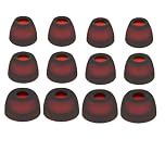 Rhinent Premium Earbuds Silicone Tips For JBL Tune Beam Tws Earbuds Tips, Fit Charging Case, Compatible with JBL Wave Beam/JBL Wave Buds/JBL Wave Flex 2 in Ear Eartips SML 12pcs (Transparent Black)
