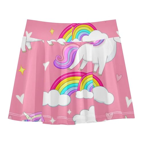 Cute Unicorns Rainbow Pink Athletic Shorts for Girls Skorts Toddler Tennis Skirts Cute Little Girl 3t2