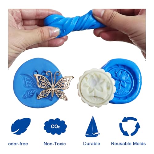 Brilliant Blue Silicone Putty, Easy to Use Silicone Mold Making Kit with 1LB, Silicone Putty for Durable Silicone Mold Making, Non-Toxic for Resin, Soap Casting