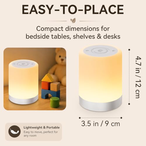 Image of Auxmir Nursery Night Light for Baby, Rechargeable Touch Lamp for Breastfeeding & Diaper Changes, 256 RGB Colors 5 Brightness Levels, 1 /2 /3H Timer, Portable Bedside Night Light for Kids Bedroom, Silver