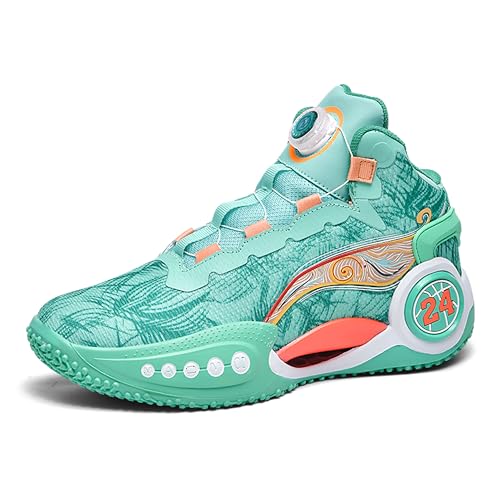 Men Women Basketball Shoes Lightweight Fashion Sports Shoes Breathable Non-Slip Running Shoes Green...