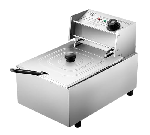 Image of Blend Art Electric Deep Fryer Machine Automatic Hot Oil immersion cooker Frying Basket Elevate Your Culinary Creations Made In India Stainless Steel Body (Single Fryer 6L)