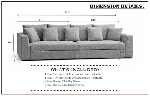 Image of Homax. Benitez Solid Sal Wood Easy-Clean, Kid & Pet Friendly Fabric Upholstered 4 Seater Straight Sofa Set for Living Room, Beige Color
