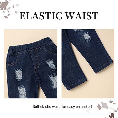 Image of Toddler Girl Clothes Long Sleeve Ruffle Dress Top and Jeans Pants Toddler Girl Fall Outfits