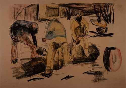 Toile peinture murale Trois Ouvriers Edvard Munch affiche abstraite salon 60x90