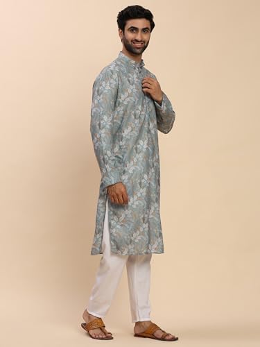 Image of Pro-Ethic Style Developer Men's Cotton Printed Kurta Pajama Set Traditional Outfit | Mandarin Collar (E-129)