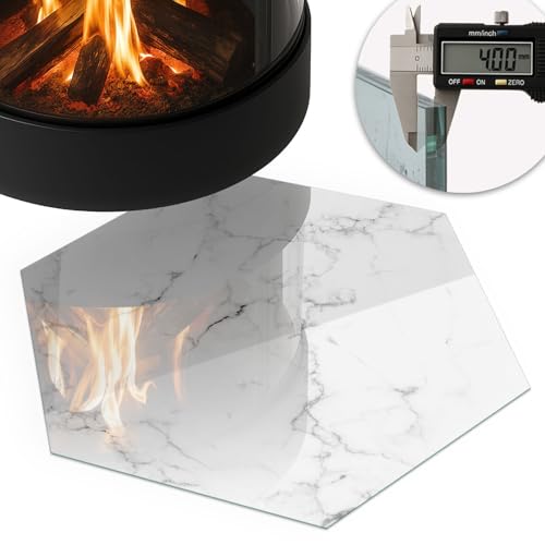Placa para chimenea resistente a chispas y calor con diseño de mármol 6