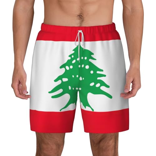 Short de bain homme séchage rapide évite l'humidité motif drapeau Liban