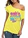 90s 80s Outfit for Women 80's Theme Party Disco Shirt Off The Shoulder Tops Vintage 90s Neon Off Shoulder Top