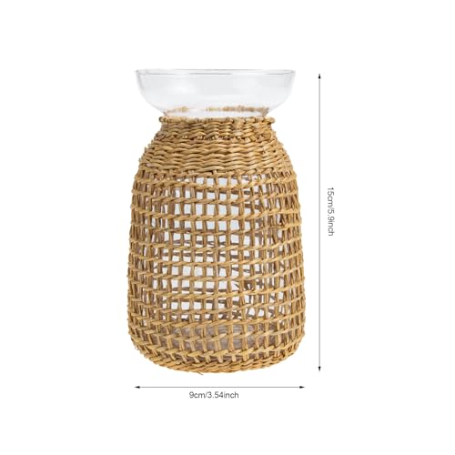 Jarrón de vidrio decorativo UKCOCO para centro de mesa de sala de estar 3