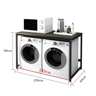 Scaffale per lavanderia con doppio armadio per lavatrice e asciugatrice, con contenitore per bagno e WC, 128 x 60 x 99 cm, portante 150 kg, colore bianco.