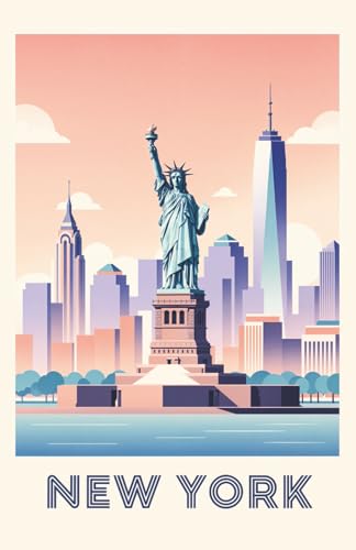 Cuaderno Vintage New York.: Libreta de notas estilo póster de viaje retro en colores pastel. Libreta, tapa blanda, tamaño 5.5 x 8.5 in /140 × 216 mm | ... papelería retro |48 hojas, 96 páginas rayad