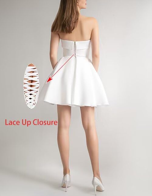 Leeskoot Satin Homecoming Dresses for Teens 2025 Strapless Short Prom Dress A Line Formal Cocktail Evening Gown with Pockets2