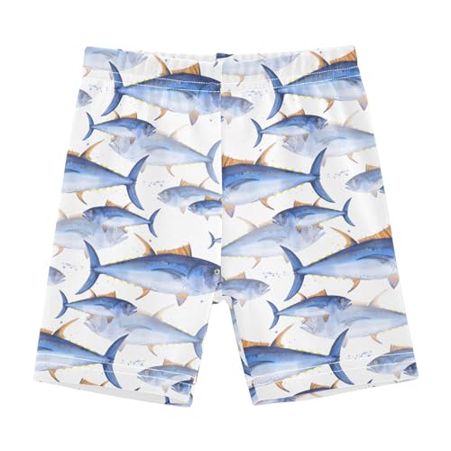 JHKKU Girls Bluefin Tuna Fishes Shorts Cotton Cartwheel Bike Kids Biker Under Dress Dance Short Girl Clothes 8Y