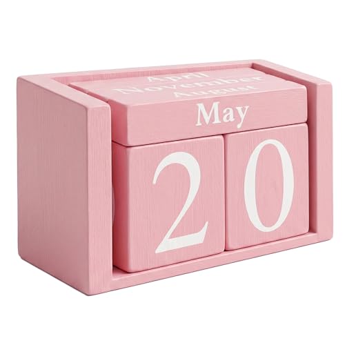Pink Wooden Perpetual Calendar
